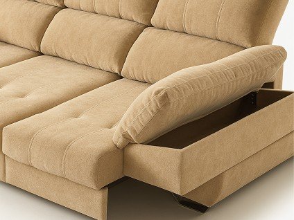Canapé extra coulissant avec coffre et accoudoir mobile | Sofalia