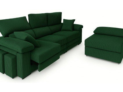 Canapé coulissant avec grand pouf amovible et 2 petits poufs intégrés