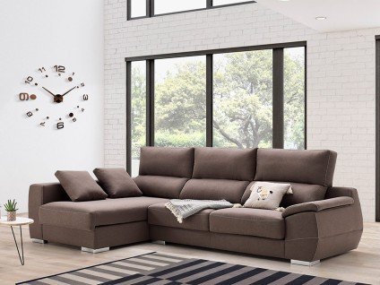 Canapé d'angle extensible 5 places avec têtières inclinables
