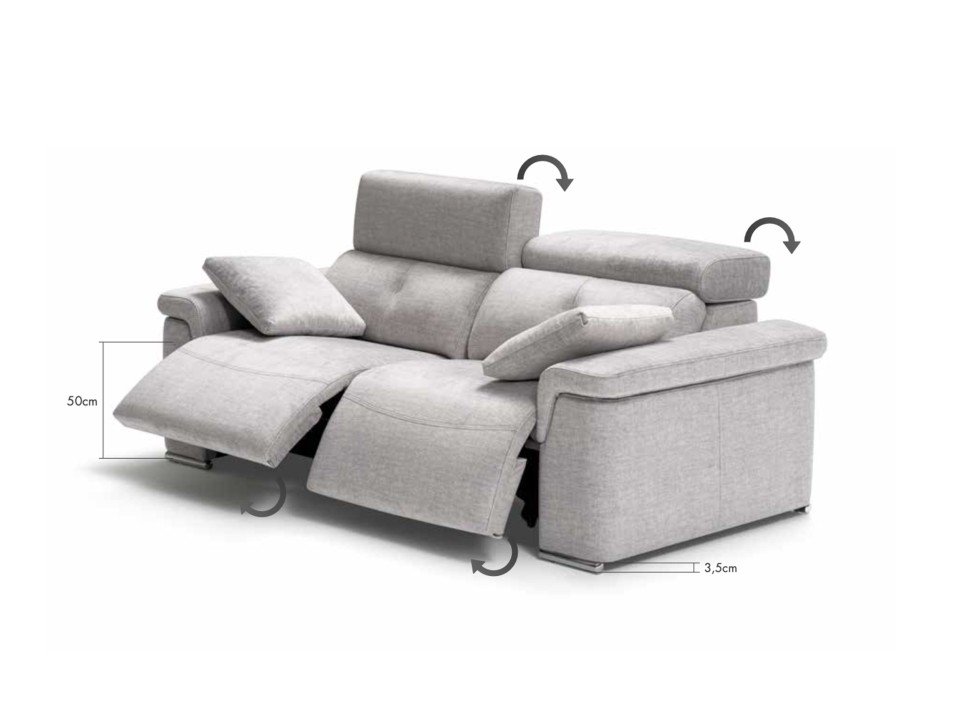 Canapé relax électrique confortable & design | Têtière inclinable